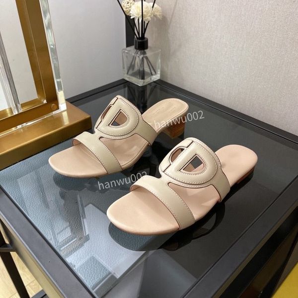 

2022 beach slide designer slippers classic flat sandals summer lady leather flip flops women, Black