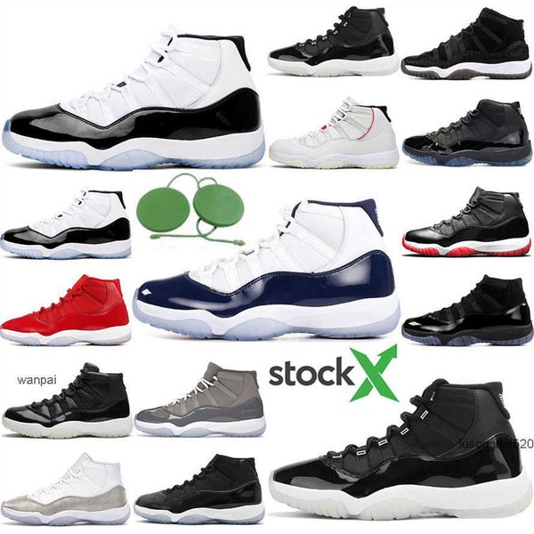 

2022 cool grey 11 11s mens basketball shoes 25th anniversary low legend university blue white bred concord cap and gown men women sneakersjo, Black