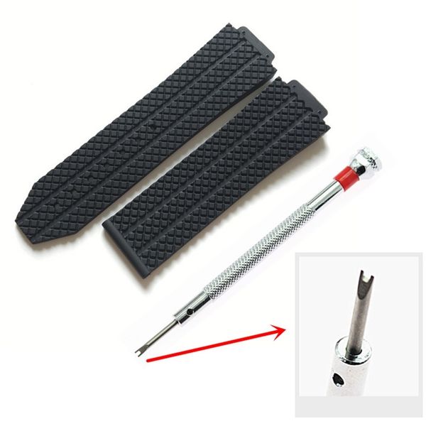 

24mm silicone edition fashion watchband for hublot big bang series skidproof band soft watch strap for hublot wrist bracelet 220819, Black;brown