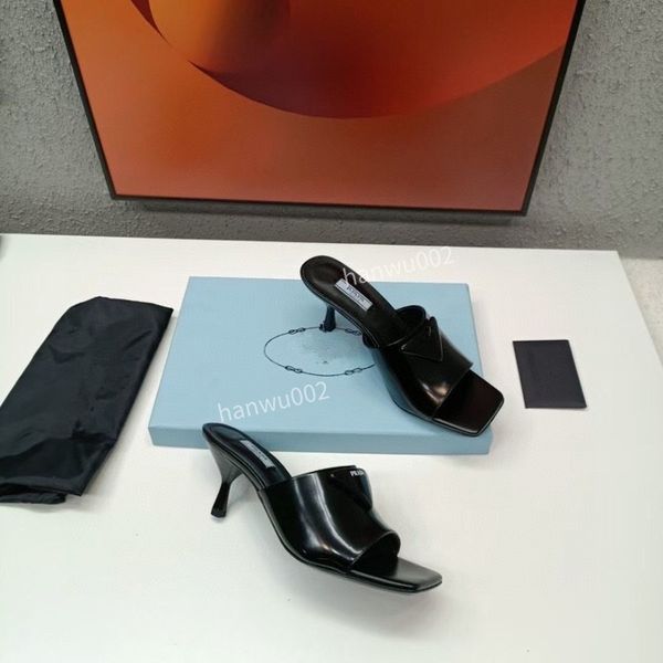 

2022 classics women shoes heels sandals fashion beach thick bottom dress shoe alphabet lady sandal leather high heel size35-41 xp220716, Black