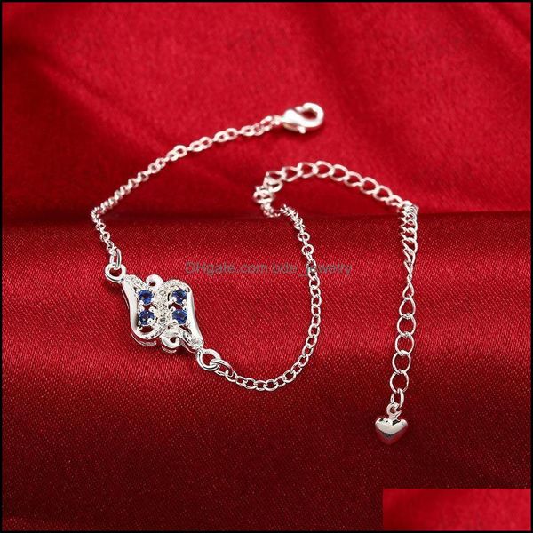 

anklets foot jewelry anklet sier 925 for girlfriend bracelet .925 pretty leg bracelets korean drop delivery 2021 bdejewelry dhvkf, Red;blue