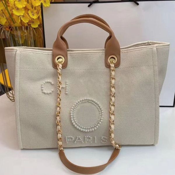 

fashion pearl luxury handbags women's evening bags brand ch canvas beach bag designers female large capacity shopping totes handbag big