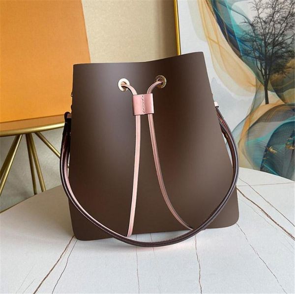 

2-piece sturdy stylish bucket bag drawstring closure set fashion cover lock shoulder crossbody beach leather handbags small purses