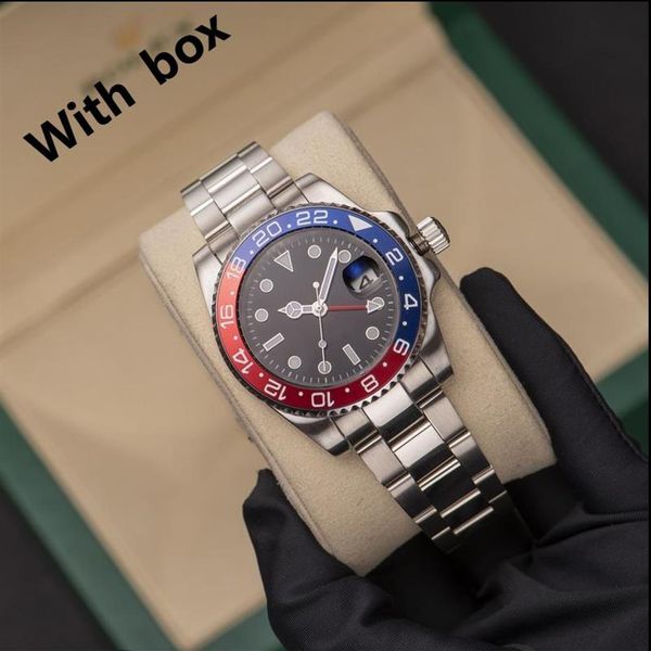 

mens watches 40mm automatic mechanical watch full stainless steel blue black ceramic sapphire wristwatches super luminous montre d284o, Slivery;brown