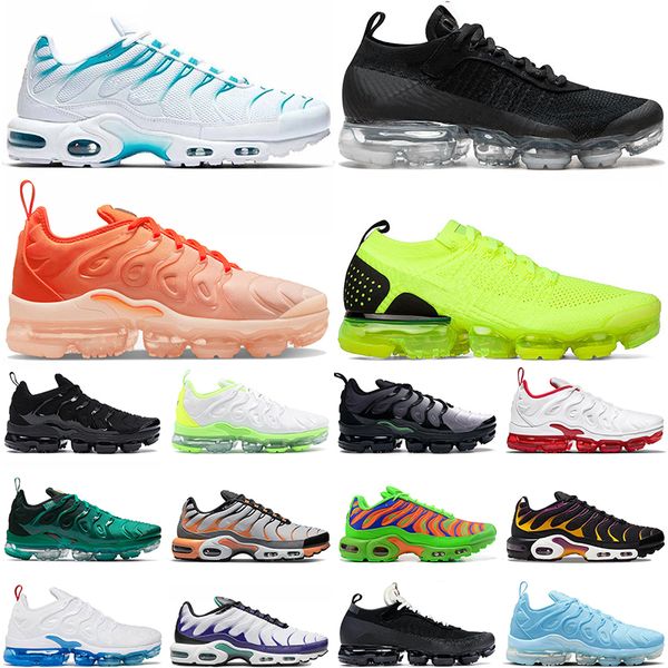 

tn plus atlanta mens women sports fly knit running shoes big size us 13 black royal triple white university blue moc laceless off flynit des