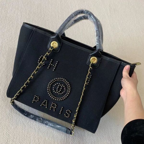 

classic women's luxury handbags evening bags brand ch pearl tote canvas beach bag female portable large capacity big handbag designers