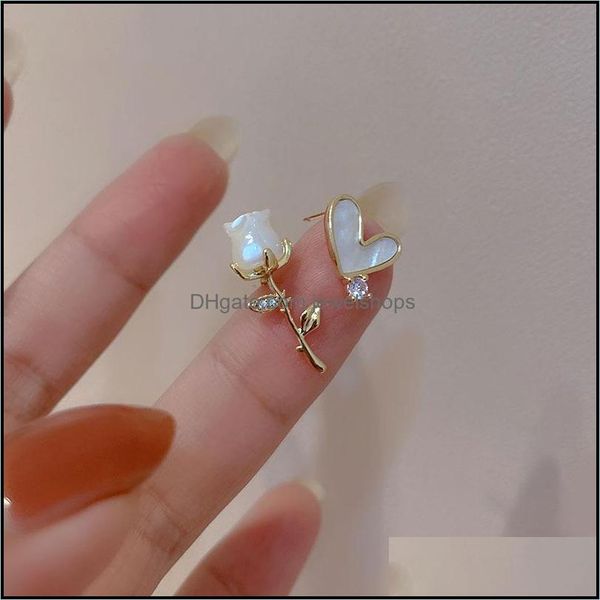 

stud korean whitetips earrings for women heart zircon acrylic asymmetrical earring girl party jewelry giftstud drop deliver jewelshops dhrot, Golden;silver