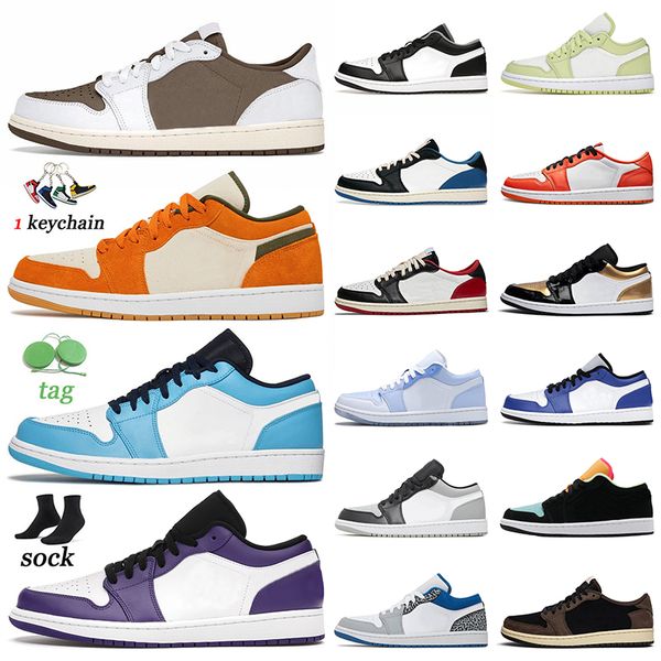 

jumpman 1s basketball shoes low mens women trainers reverse mocha ceramic unc court purple black white limelight fragment cactus jack starfi