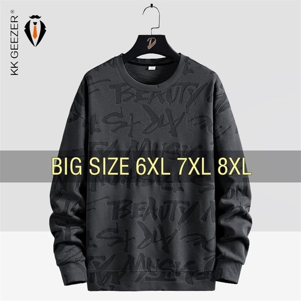 

men hoodies sweatshirts long sleeve 6xl 7xl 8xl plus size cotton streetwear pullovers hooded sportswear male autumn winter 220819, Black