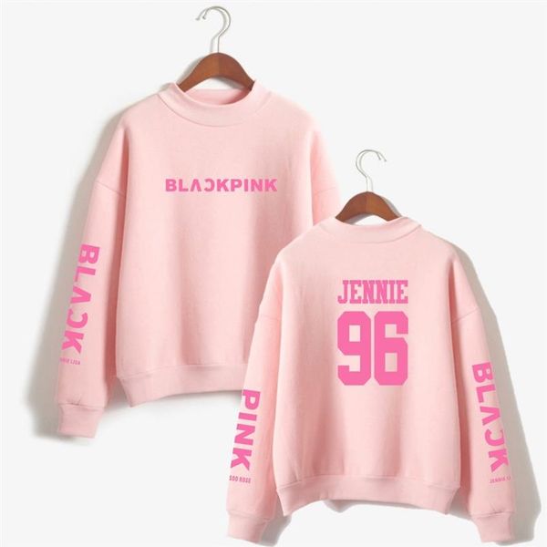 

brand hoodies blackpink jennie96 turtleneck hoodies women teenager clothing spring autumn winter pullovers227v, Black