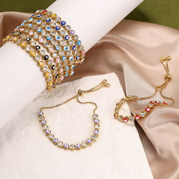 

blue evil eye crystal charm muslim bracelets for women fashion jewelry 7 turkish bracelet gold color plated never faded, Golden;silver