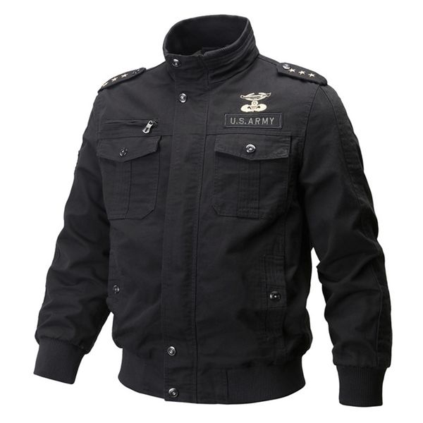 

spring and autumn thin men's jacket stand collar embroidered cotton washed fashion men's jacket big casual jacket men 220818, Black;brown