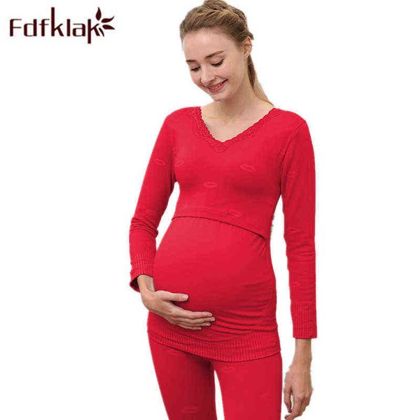 

autumn new nightwear pregnant pajamas for nursing pijamas long sleeve maternity pajamas set breastfeeding clothing fdfklak j220813, White