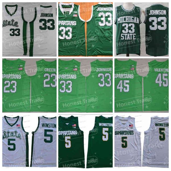 

college basketball wears ncaa 5 cassius winston 22 miles bridges green 23 draymond green johnson 45 denzel valentine white university stitch, Black