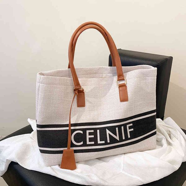

60% off online clearance large capacity bag women's fashion 2022 new fashion one shoulder canvas bag college students' class porta