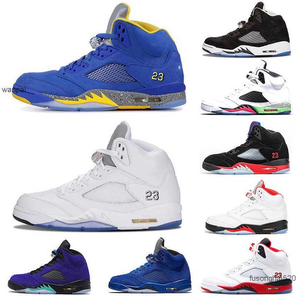 

2022 ing men basketball shoes 5 5s alternate grape blue suede fire red international flight laney royal metallic silver oreo space jam j og, Black