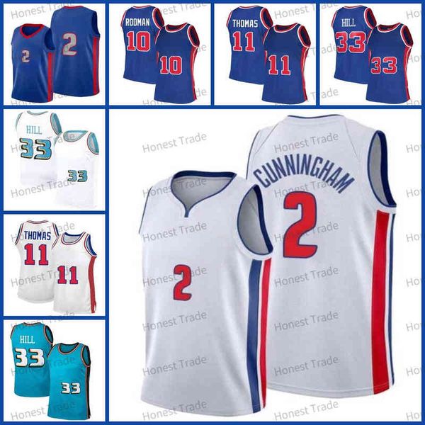 

throwback draft 2 cade cunningham jersey grant hill dennis rodman isiah thomas mens jerseys, Black