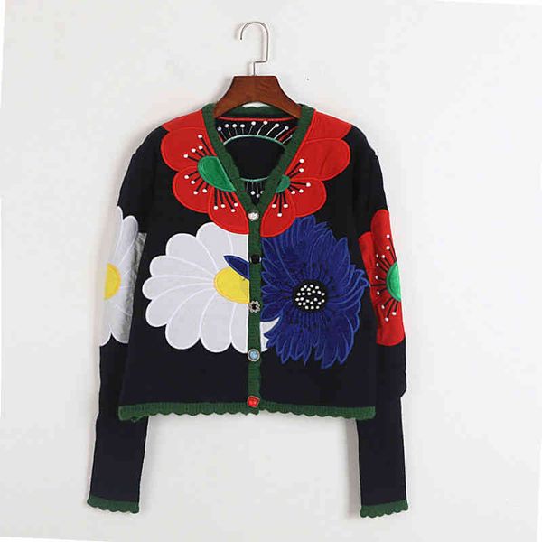 

women's sweaters national style bubble sleeve sweater early autumn winter spring color contrast heavy industry flower embroidery temper, White;black