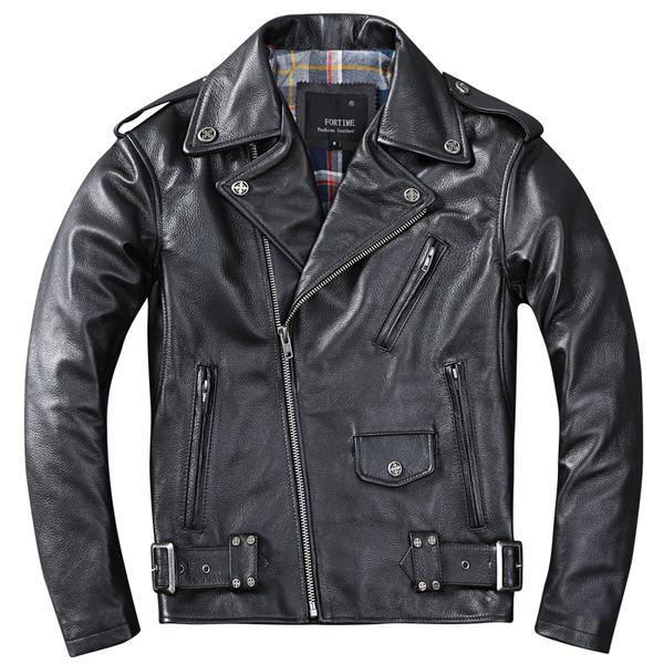 

classic motorcycle oblique zipper jackets mens leather jacket natural calf skin man thick slim cowhide moto biker jacket spring 220819, Black;brown