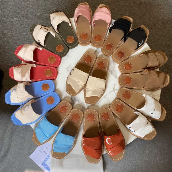 

2021 retro slippers letter sandals shoes flops genuine leather casual ladies flat slipper summer outdoor beach loafer party holiday fashion, Black