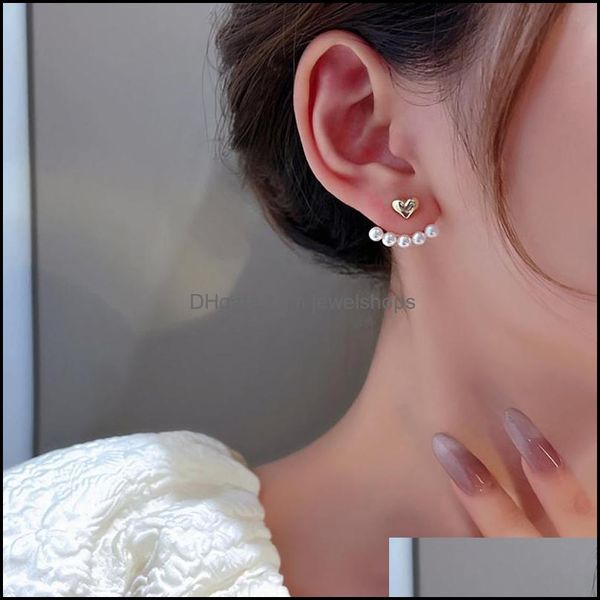 

stud luxury pearl earrings for women girls temperament elegant pearls ear studs piercing party wedding korean fashion jewe jewelshops dhdt9, Golden;silver