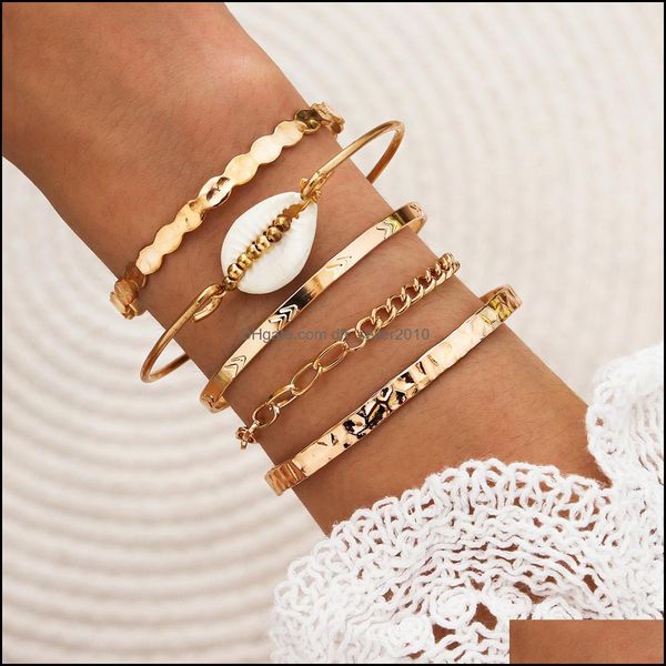 

bangle open bracelet set for women jewelry accessories 5 pcs/set party bohemian arrow shell bracelets sets drop delivery dhseller2010 dhckz, Black