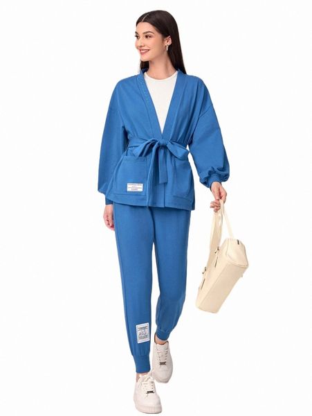 

drop shoulder patch detail belted coat m8nk#, Black