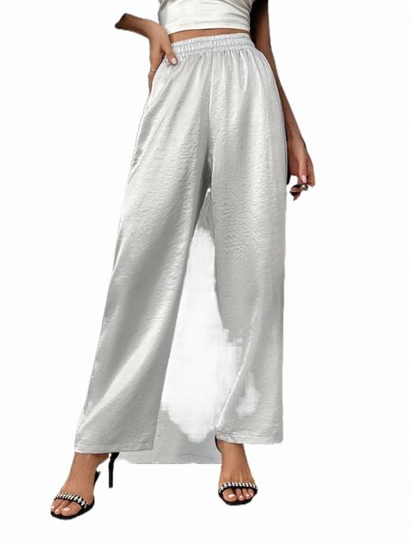 

women's pants elastic waist solid wide leg pants clothing x7kl#, Black;white
