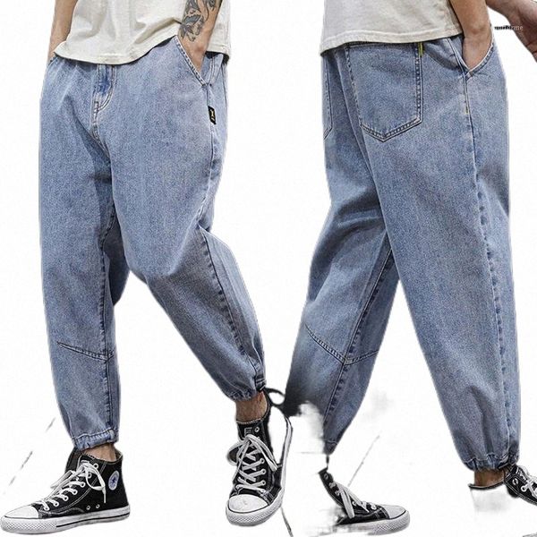 

men's jeans loose comfortable harem pants xl 46 48 fat fashion black c2us#, Blue