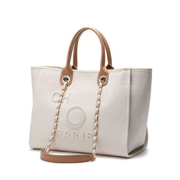 

women's classic luxury handbags pearl evening bags brand ch canvas beach bag designers female large capacity shopping totes handbag big
