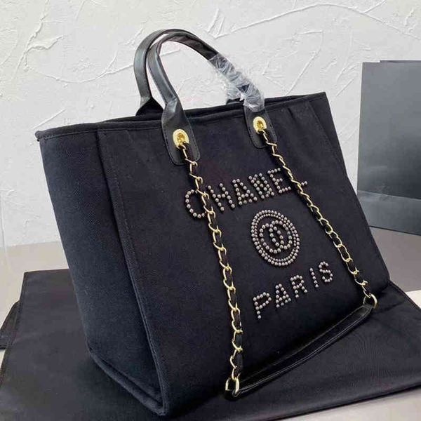 

luxury fashion pearl handbags women's evening bags brand ch canvas beach bag designers female large capacity shopping totes handbag big
