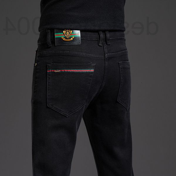 

men's jeans designer 2021 autumn winter new men's jeans elastic medium waist small straight tube brand black korean 64zh, Blue