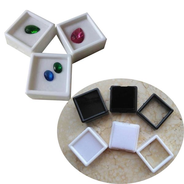 

wholesale 100pcs gemstones display box loose diamond jewelry organizer case gem storage container white black 220819, Black;white