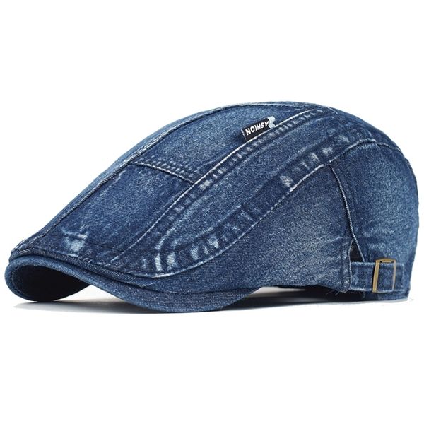 

big size denim beret hat washed distressed peaked cap adjustable cotton sboy cap vintage ivy gatsby cabbie hats flat cap 220819, Blue;gray