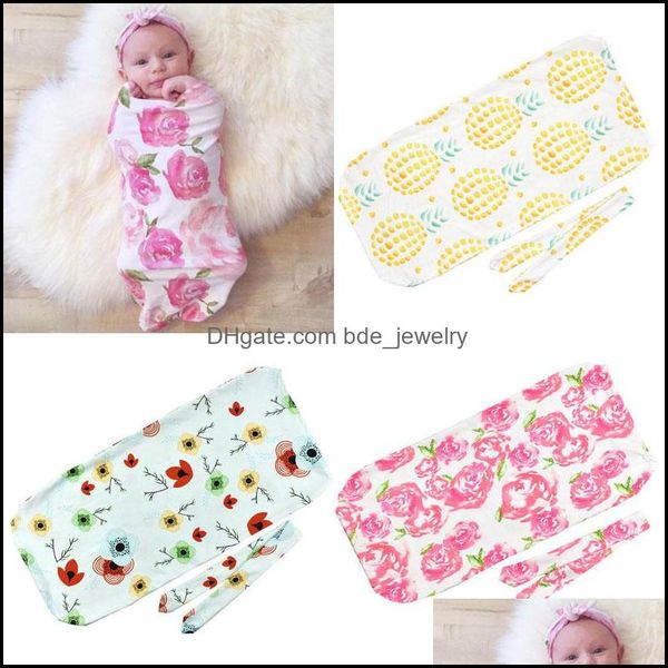 

slee bags ins infant baby swaddle boys girls muslin blanket and headband newborn soft cotton sleep sack 2pcs set bdejewelr bdejewelry dhqy2