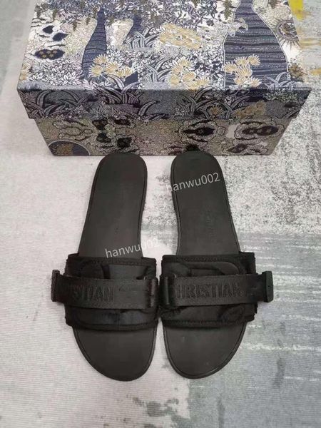 

2022 designer women slippers embroidery sandal floral brocade fashion flip flops striped beach genuine leather flowers slipper size35-42 bn2, Black
