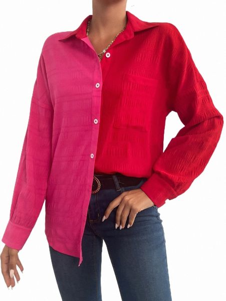 

two tone drop shoulder shirt s7at#, White