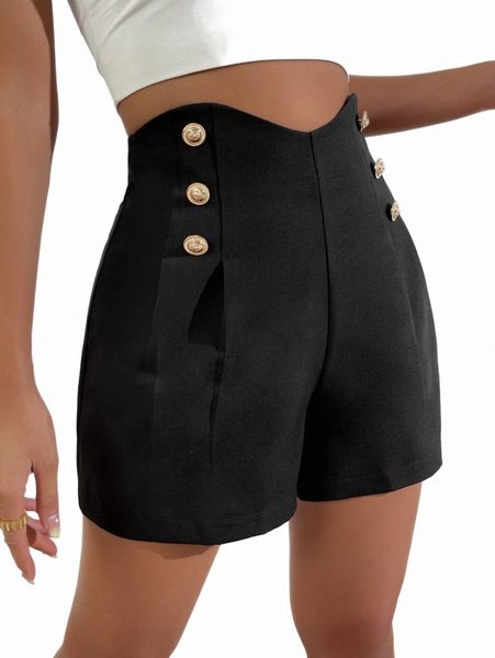 

women's shorts high waist button front shorts clothing p5d2#, White;black