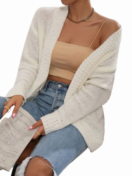 

drop shoulder duster cardigan 50ve#, White;black
