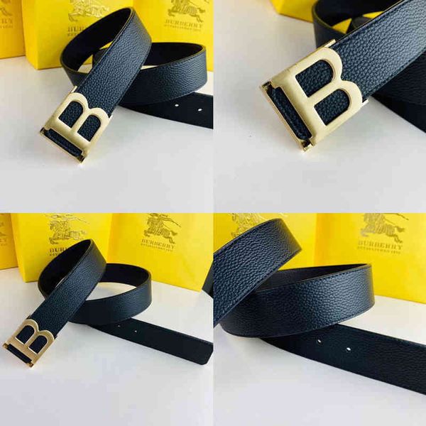

leather belt burbrerys mens s bshaped smooth buckle pants korean fashion middleaged and youth business leisure real lovers, Black;brown