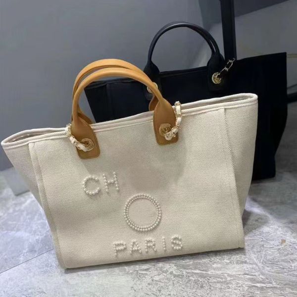 

fashion women's luxury handbags pearl evening bags brand ch canvas beach bag designers female large capacity shopping totes handbag big