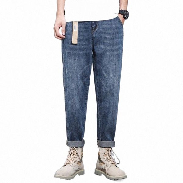 

men's jeans men wide leg pant man denim blue stretch streetwear brand fashion desinger clothing trousers g3ej#