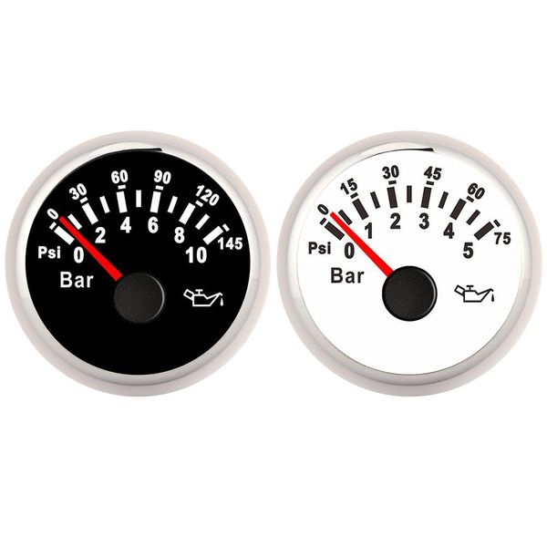 

2in 0-10bar oil pressure meter 145psi led backlight dial instrument for auto motorcycle boat truck 12v/24v