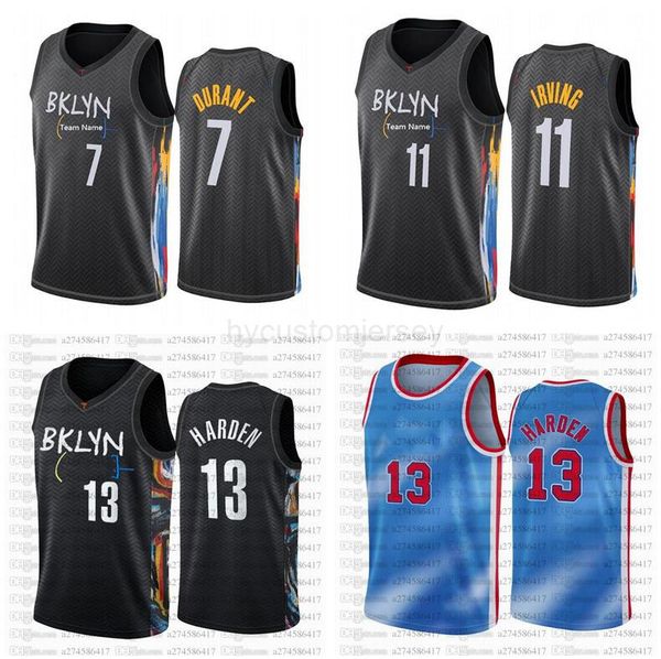 

men brooklyncity team 13 harden jersey kevin 7 durant 11 irving 2020-21 city pride night black blue basketball jersey