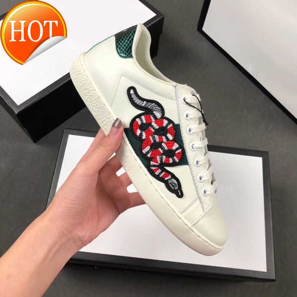 

white fashion leather women casual shoes mens shoes sneakers genuine leather embroidery classic trainers python embroidered love sneakers 24