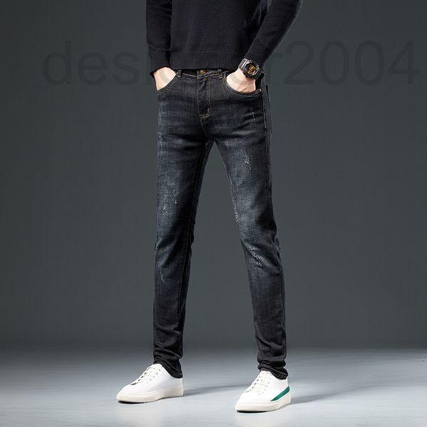 

men's jeans designer 2020 high-end denim men's light luxury fashion versatile micro elastic pants blue medium waist youth casual o
