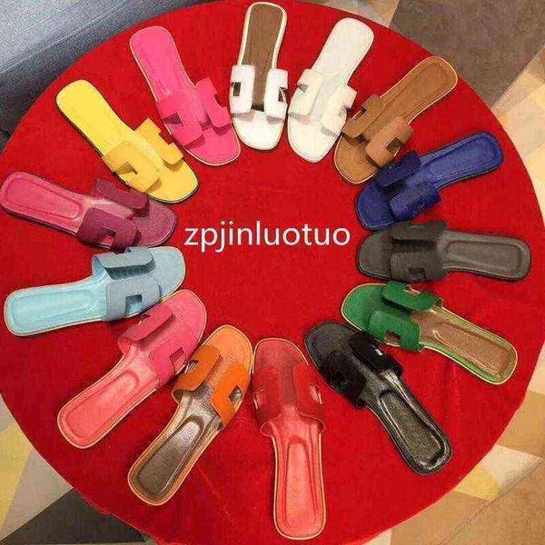 

designer herme oran sandals oram sandal high-quality leather summer slipper women flat-bottomed reflective outdoor lazy shoes beach sandals, Black