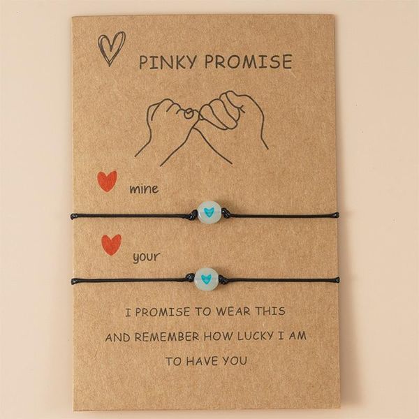 

2pcs set hand strands bracelets with luminous bead matching friendship for friend couple family women teen girls, Black