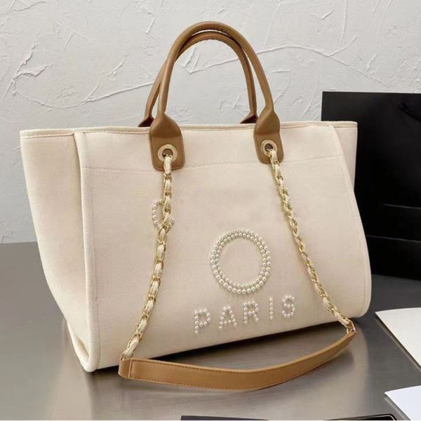 

women's fashion luxury handbags evening bags brand ch pearl tote canvas beach bag designers female portable large capacity big handbag