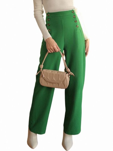 

frenchy high waist double breasted pants y0xi#, Black;white
